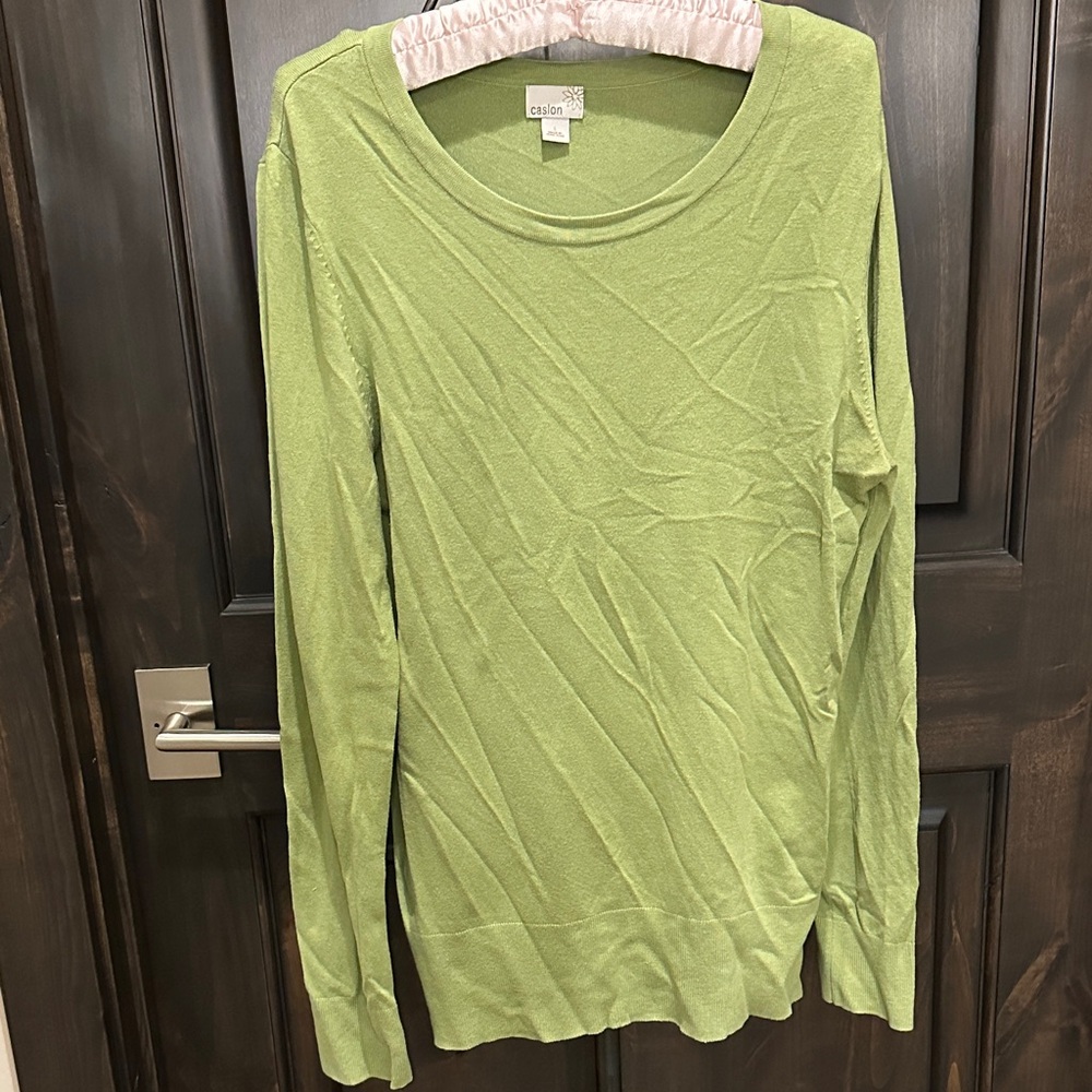 Caslon Light Green Crew Neck Sweater